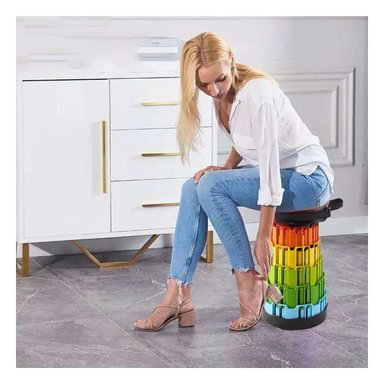 PACK2 BANCO PLEGABLE CON DOBLE SEGURO PARA ESPACIOS DEL HOGAR NEGRO MULTICOLOR Y+PAPEL REGALO - 2