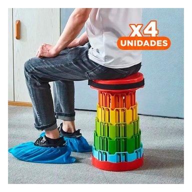 PACK4 VERSION PLEGABLE PORTATIL CON SEGUROS PARA CASA CON TAPA ROJO CENTRO MULTICOLOR