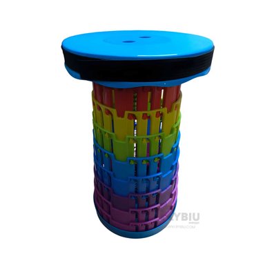 SILLA MULTICOLOR PLEGABLE DE 3 SEGUROS PORTATILES TAPA AZUL