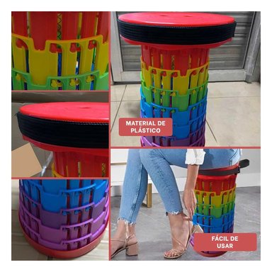 BANCO PLEGABLE QUE AHORRA LUGAR CON 3 SEGUROS ROJO MULTICOLOR Y+LIGAS REGALO - 5