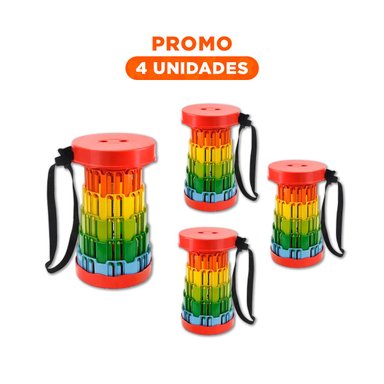 PACK4 PRESENTACION PLEGABLE PORTATIL CON SEGUROS TAPA ROJO CENTRO MULTICOLOR Y+REGALO STICKER