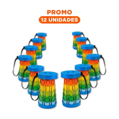 PACK12 BUTACA PLEGABLE CON DISENO SEGURO PARA CASA TAPA AZUL MULTICOLOR Y+REGALO STICKER