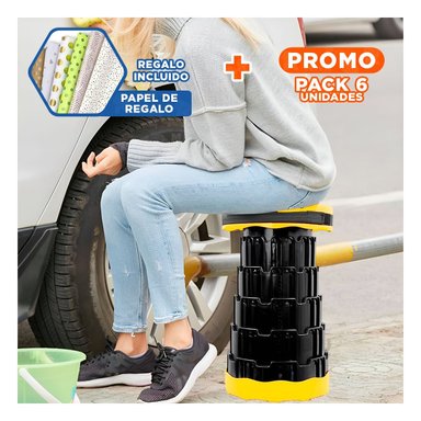 PACK6 BUTACA COMODA CON DOBLE SEGURO PARA EXTERIOR TAPA AMARILLO CENTRO NEGRO Y+PAPEL REGALO