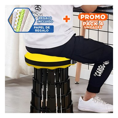 PACK4 BUTACA LIVIANACON DOBLE SEGURO PARA HOGAR TAPA AMARILLO CENTRO NEGRO Y+PAPEL REGALO