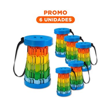 PACK6 BUTACA LIVIANA PLEGABLE CON DISENO SEGURO PARA HOGAR TAPA AZUL MULTICOLOR