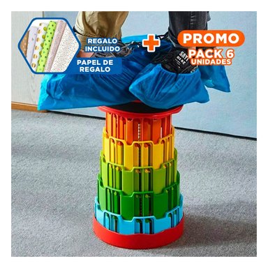 PACK6 UTILIDAD PLEGABLE PORTATIL CON SEGUROS CON TAPA ROJO CENTRO MULTICOLOR Y+PAPEL REGALO