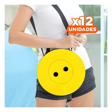 PACK12 BANCO PORTATIL CON DOBLE SEGURO PARA HOGAR Y EXTERIOR TAPA AMARILLO CENTRO NEGRO