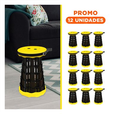 PACK12 SILLA PORTATIL DOBLE SEGURO PARA EXTERIOR TAPA AMARILLO CENTRO NEGRO Y+REGALO STICKER