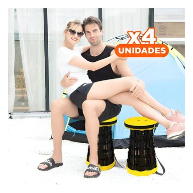 PACK4 BUTACA PORTATIL CON DOBLE SEGURO PARA EXTERIOR TAPA AMARILLO CENTRO NEGRO