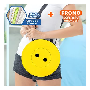 PACK2 TABURETE PORTATIL DOBLE SEGURO PARA EXTERIOR TAPA AMARILLO CENTRO NEGRO Y+REGALO STICKER