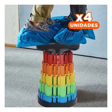 PACK4 BUTACA PRACTICA PLEGABLE CON DOBLE SEGURO PARA USO EN HOGAR NEGRO MULTICOLOR