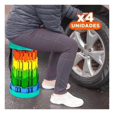 PACK4 SILLA PLEGABLE PORTATIL PARA USO DIARIO CON SEGURO REFORZADO TAPA VERDE MULTICOLOR