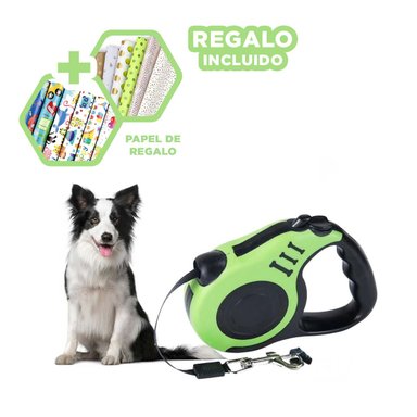 PACK6 CUERDA DE PASEO PARA MASCOTA VERDE Y+PAPEL DE REGALO