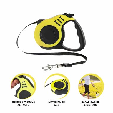 PACK2 CORREA PARA MASCOTAS 5M AMARILLO Y+LIGAS DE REGALO
