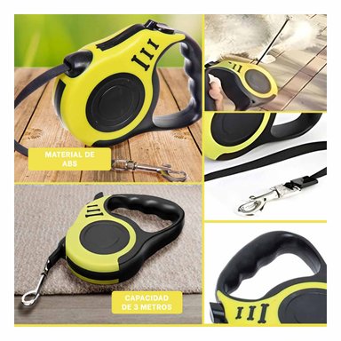 PACK4 CORREA DE PASEO CON 3 M EN AMARILLO Y+REGALO STICKERS