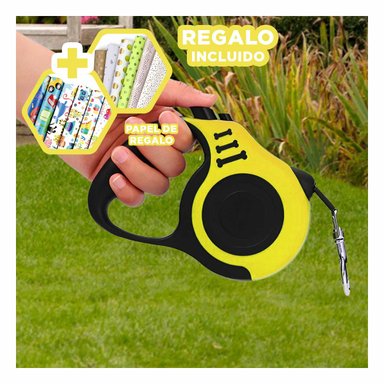 SOGA PARA PERROS Y PASEO EN AMARILLO Y+PAPEL DE REGALO