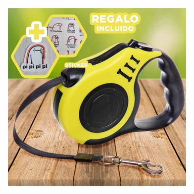 SOGA RETRACTIL PARA PETS 5M EN AMARILLO Y+REGALO STICKERS
