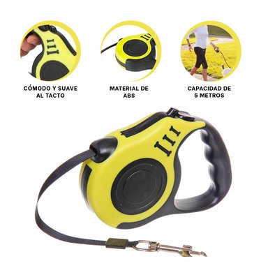 PACK2 SOGA PARA PERRO 5M AMARILLO Y+BANDERITAS ADHESIVAS