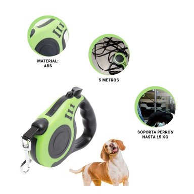 PACK2 CORREA RETRACTIL DE 5M EN VERDE Y+LIGAS DE REGALO