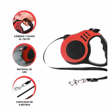 PACK2 CORREA RETRACTIL EN COLOR ROJO Y+LIGAS DE REGALO