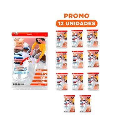 PACK12 FUNDA FLEXIBLE AL VACIO 60CMX80CM ANARANJADO PARA ROPA Y+REGALO STICKER