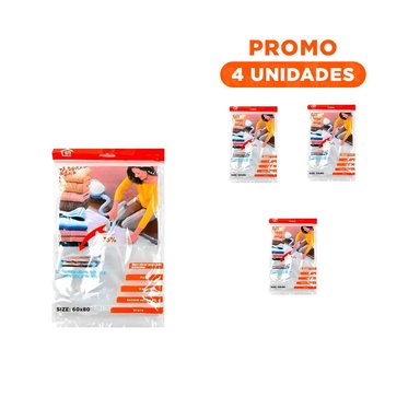 PACK4 BOLSA DOMESTICA AL VACIO 60CMX80CM ANARANJADO PARA ORGANIZACION Y+REGALO STICKER