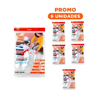 PACK6 ORGANIZADOR DOMESTICO AL VACIO 60CMX80CM COLOR ANARANJADO