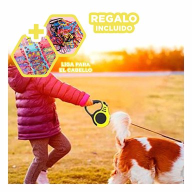 PACK4 CUERDA DE PASEO PARA PERROS AMARILLO Y+LIGAS DE REGALO