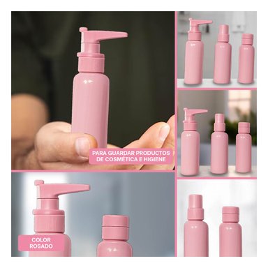 PACK6 BOTELLAS PARA COSMETICOS ROSA Y+REGALO STICKERS