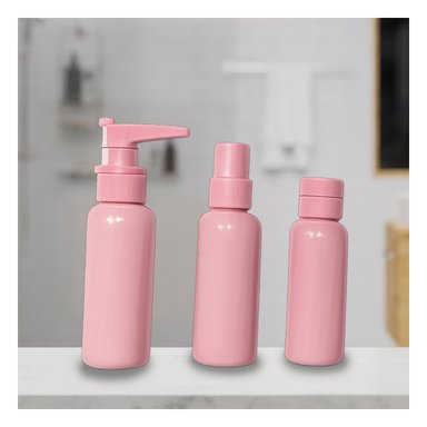 PACK4 ENVASES PARA PRODUCTOS LIQUIDOS Y VIAJAR EN ROSA