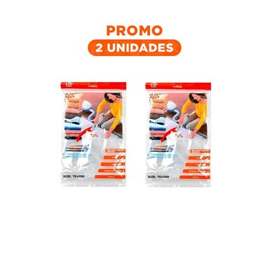 PACK2 SACO AL VACIO ANARANJADO 70X100CM PARA ORGANIZAR ROPA EN CASA