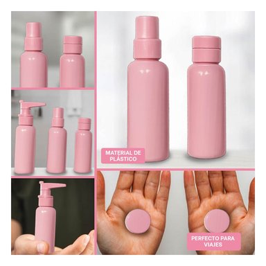PACK6 BOTELLA DE VIAJE EN COLOR ROSA Y+REGALO AGENDITA