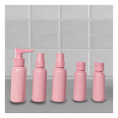 PACK6 RECIPIENTES COMPACTOS 7 PIEZAS COLOR ROSADO PARA CUIDADO PERSONAL Y+PAPEL REGALO - 2