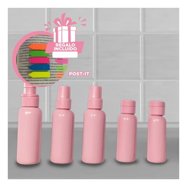 PACK12 ENVASES PARA CUIDADO EN ROSA Y+BANDERITAS ADHESIVAS