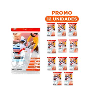 PACK12 BOLSON AL VACIO ANARANJADO 70X100CM PARA ROPA DEL HOGAR Y+REGALO STICKER
