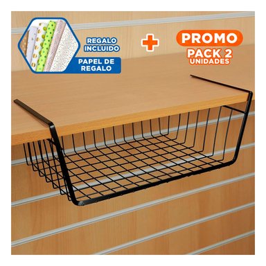 PACK2 ESTRUCTURA AEREA METALICA NEGRO 29X20X27CM PARA OPTIMIZAR ESPACIO Y+PAPEL REGALO