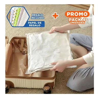 PACK4 EMPAQUE AL VACIO ANARANJADO 70X100CM PARA GUARDAR ROPA Y+PAPEL REGALO