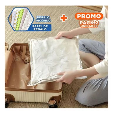 PACK2 SACO AL VACIO ANARANJADO 70X100CM PARA ROPA DE VIAJE Y HOGAR Y+PAPEL REGALO
