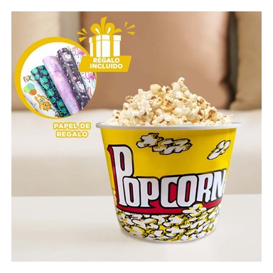 CUBETA ANCHA PARA PALOMITAS EN AMARILLO Y+PAPEL DE REGALO