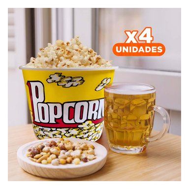 PACK4 BALDE POPCORN ESTILO PARTY AMARILLO Y+REGALO STICKERS
