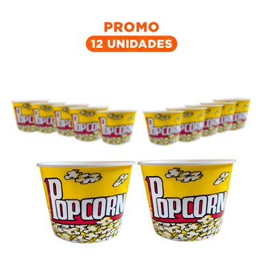 PACK12 CUBO FIESTA PARA PALOMITAS DE 16 X11.6X12 CM AMARILLO