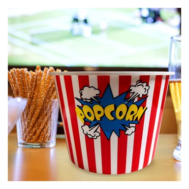 CUBETA REUTILIZABLE PARA POPCORN ROJO Y+LIGAS DE REGALO