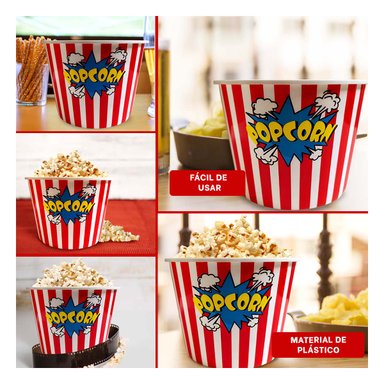 PACK4 BALDE PRACTICO DE PALOMITAS ROJO Y+REGALO AGENDITA