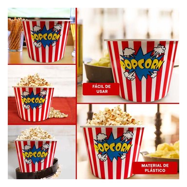 CUBETA PARA PALOMITAS DE 16 X 11.6 X 12 CM EN ROJO