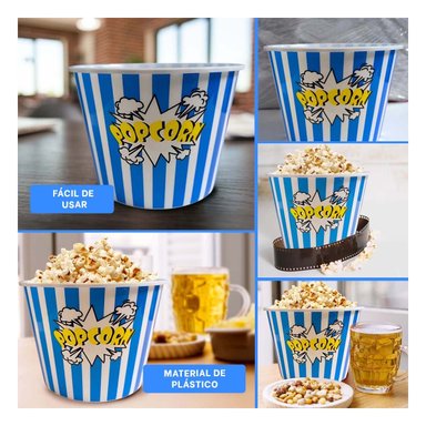 CUBETA PARA PALOMITAS DE 16 X 11.6 X 12 CM EN AZUL