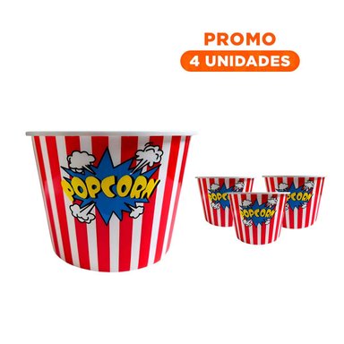 PACK4 BALDE PARA PALOMITAS EN CASA DE COLOR ROJO
