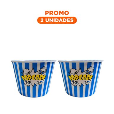 PACK2 CUBETA POPCORN PARA CINE CASERO DE COLOR AZUL
