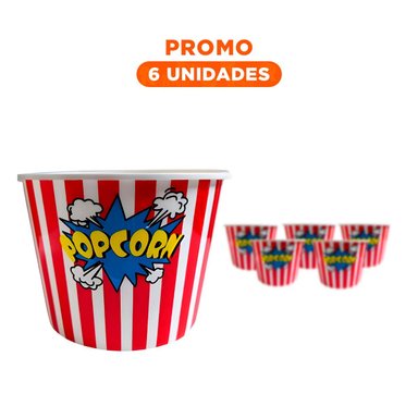 PACK6 BALDE SNACK PERFECTO PARA PELIS DE COLOR ROJO