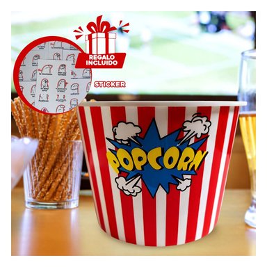 CUBETA PLASTICO PARA FIESTAS EN ROJO Y+REGALO STICKERS