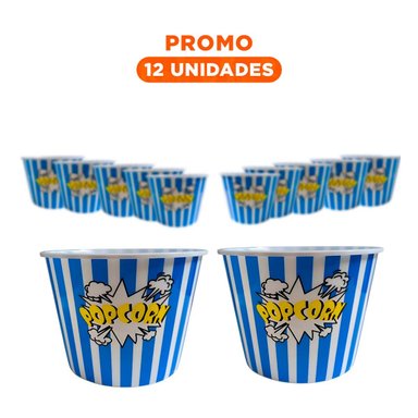 PACK12 CUBO FIESTA PARA PALOMITAS DE 16 X11.6X12 CM AZUL